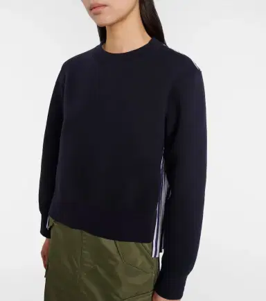 Sacai Striped cotton-blend sweatshirt | Thumbnail 3 Sacai Striped cotton-blend sweatshirt | Thumbnail 3