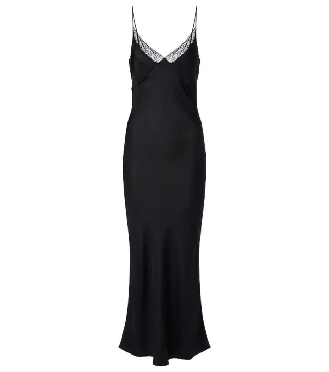 The Row Barina lace-trimmed silk slip dress