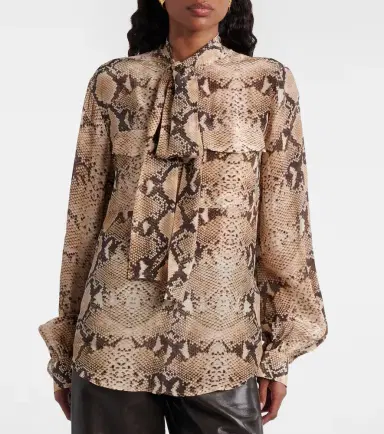 7 For All Mankind Snake-print tie-neck blouse | Thumbnail 6 7 For All Mankind Snake-print tie-neck blouse | Thumbnail 6