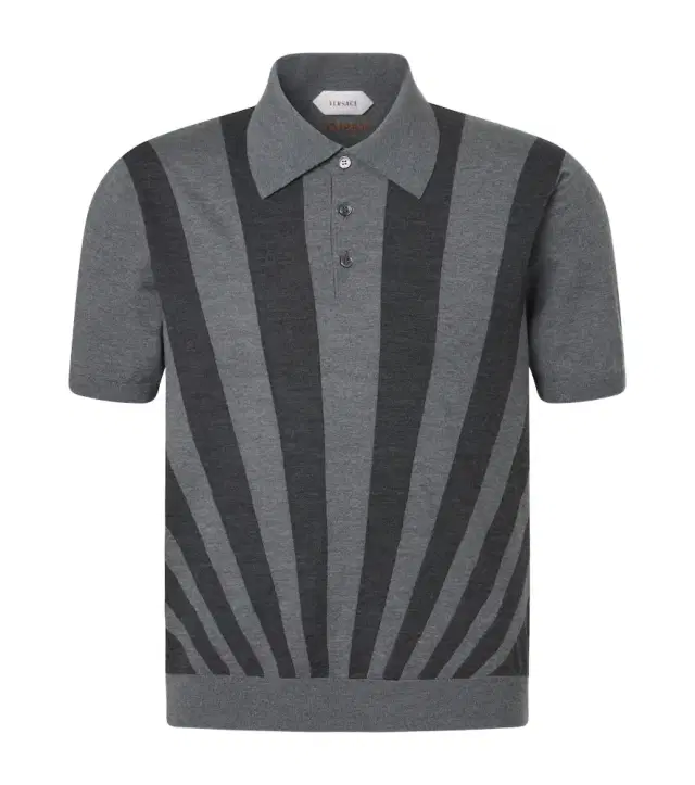 Versace Intarsia virgin wool polo sweater