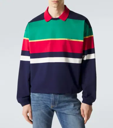 Versace Colorblocked cotton jersey polo sweatshirt | Thumbnail 3 Versace Colorblocked cotton jersey polo sweatshirt | Thumbnail 3