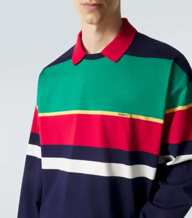 Versace Colorblocked cotton jersey polo sweatshirt | Thumbnail 6 Versace Colorblocked cotton jersey polo sweatshirt | Thumbnail 6