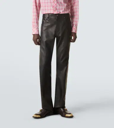 Versace Leather straight pants | Thumbnail 3