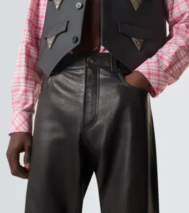 Versace Leather straight pants | Thumbnail 5