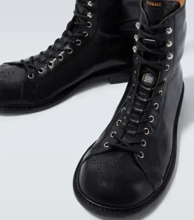 Versace Billy perforated leather combat boots | Thumbnail 4