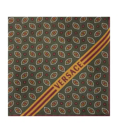 Versace Logo printed silk pocket square | Thumbnail 1