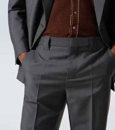 Versace Cropped wool and mohair straight pants | Thumbnail 2