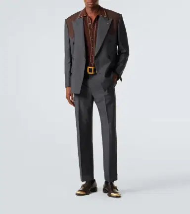 Versace Cropped wool and mohair straight pants | Thumbnail 3