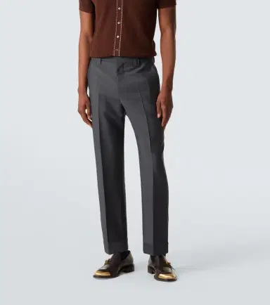 Versace Cropped wool and mohair straight pants | Thumbnail 5