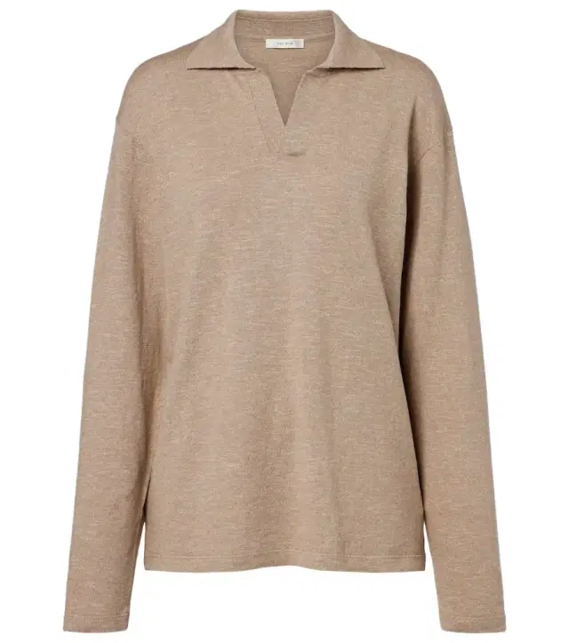 The Row Niosa cotton and linen polo sweater
