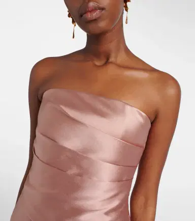 Solace London Lucille strapless satin gown | Thumbnail 2