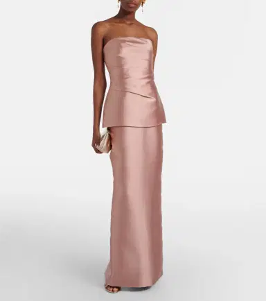 Solace London Lucille strapless satin gown | Thumbnail 5