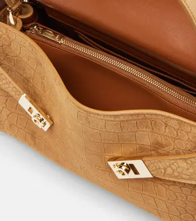 Ferragamo Hug Medium croc-effect suede shoulder bag | Thumbnail 3 Ferragamo Hug Medium croc-effect suede shoulder bag | Thumbnail 3