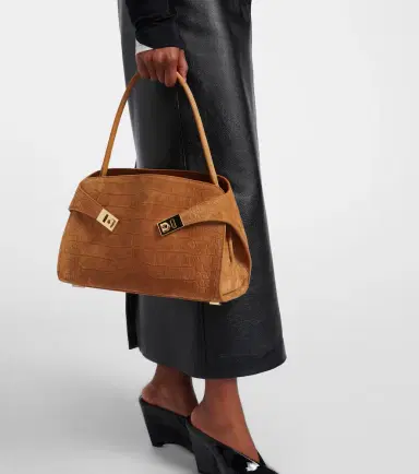 Ferragamo Hug Medium croc-effect suede shoulder bag | Thumbnail 4 Ferragamo Hug Medium croc-effect suede shoulder bag | Thumbnail 4