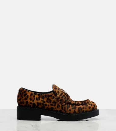 Prada Chocolate leopard-print calf hair loafers | Thumbnail 2