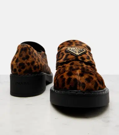 Prada Chocolate leopard-print calf hair loafers | Thumbnail 3