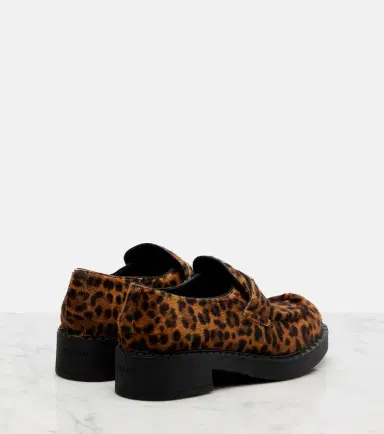 Prada Chocolate leopard-print calf hair loafers | Thumbnail 4