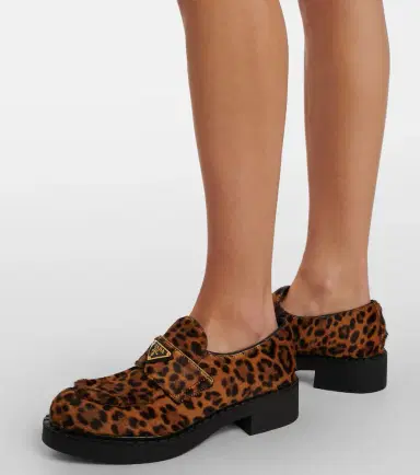 Prada Chocolate leopard-print calf hair loafers | Thumbnail 5