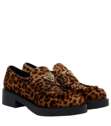 Prada Chocolate leopard-print calf hair loafers | Thumbnail 1