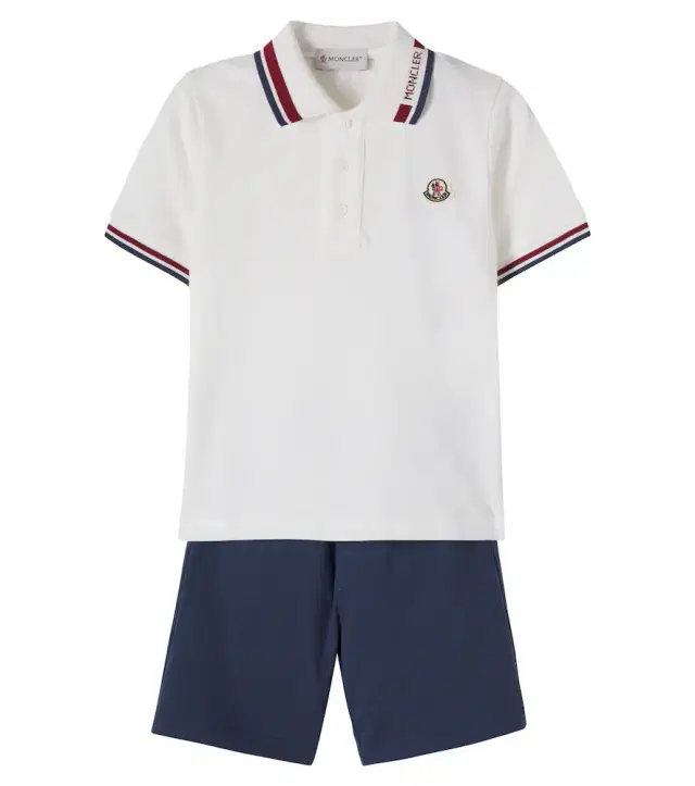 Moncler Enfant Cotton piqué polo shirt and shorts set
