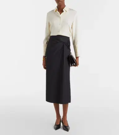 Max Mara Paggi gathered cotton-blend midi skirt | Thumbnail 2 Max Mara Paggi gathered cotton-blend midi skirt | Thumbnail 2