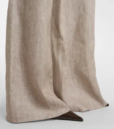 Max Mara Deserto herringbone linen wide-leg pants | Thumbnail 2