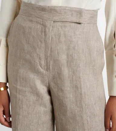 Max Mara Deserto herringbone linen wide-leg pants | Thumbnail 3