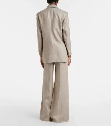 Max Mara Deserto herringbone linen wide-leg pants | Thumbnail 4