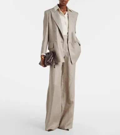Max Mara Deserto herringbone linen wide-leg pants | Thumbnail 6