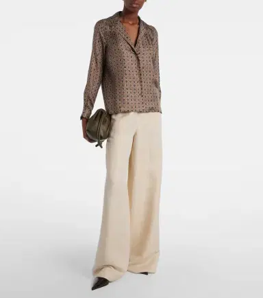 Max Mara Oro linen and silk wide-leg pants | Thumbnail 3