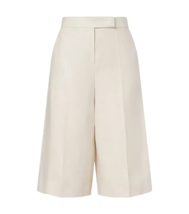 Kaki linen wide-leg Bermuda shorts