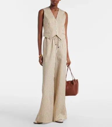 Max Mara Striped cotton and silk wide-leg pants | Thumbnail 2 Max Mara Striped cotton and silk wide-leg pants | Thumbnail 2