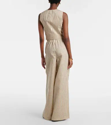 Max Mara Striped cotton and silk wide-leg pants | Thumbnail 3 Max Mara Striped cotton and silk wide-leg pants | Thumbnail 3