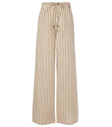 Max Mara Striped cotton and silk wide-leg pants | Thumbnail 1 Max Mara Striped cotton and silk wide-leg pants | Thumbnail 1