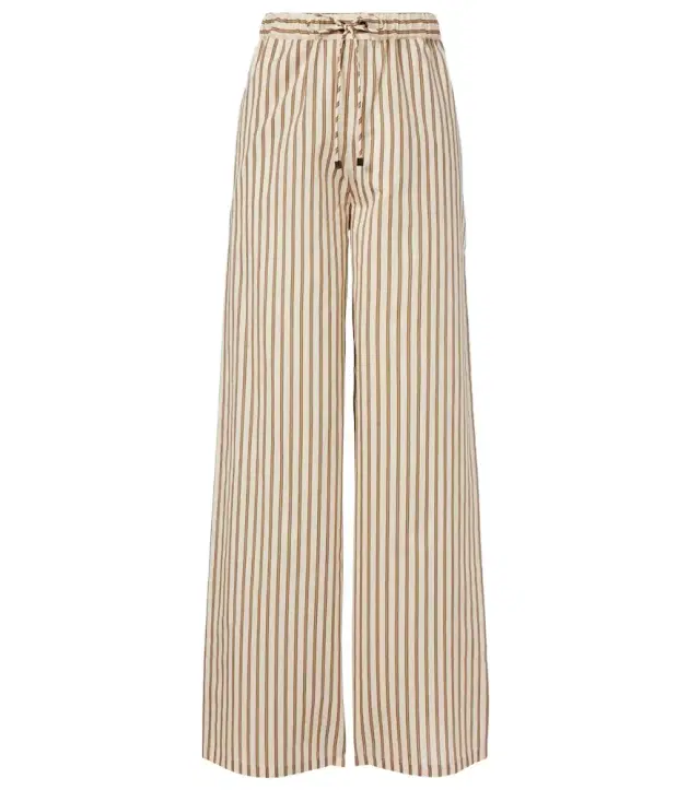 Max Mara Striped cotton and silk wide-leg pants