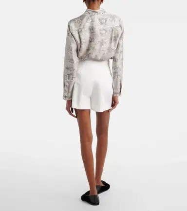 Max Mara Tabacco pleated cotton-blend shorts | Thumbnail 4 Max Mara Tabacco pleated cotton-blend shorts | Thumbnail 4