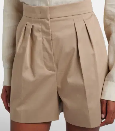 Max Mara Tabacco pleated cotton-blend shorts | Thumbnail 3 Max Mara Tabacco pleated cotton-blend shorts | Thumbnail 3