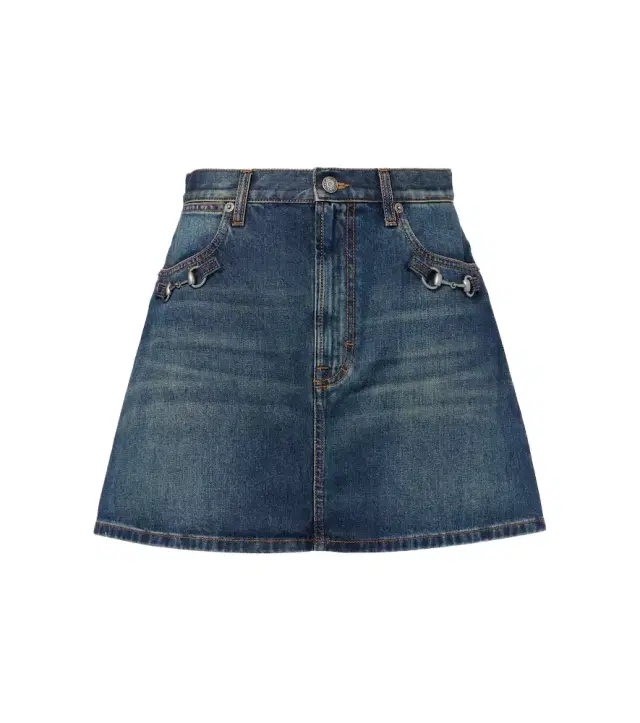 Horsebit denim miniskirt