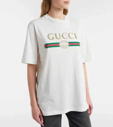 Gucci Logo cotton jersey and silk T-shirt | Thumbnail 4 Gucci Logo cotton jersey and silk T-shirt | Thumbnail 4