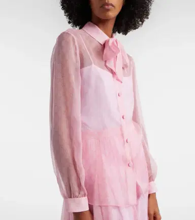 Gucci GG tie-neck printed chiffon shirt | Thumbnail 3 Gucci GG tie-neck printed chiffon shirt | Thumbnail 3
