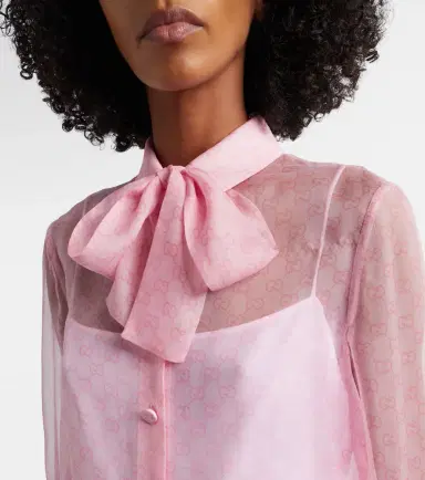 Gucci GG tie-neck printed chiffon shirt | Thumbnail 4 Gucci GG tie-neck printed chiffon shirt | Thumbnail 4