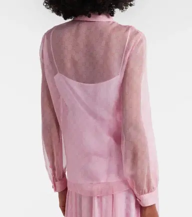 Gucci GG tie-neck printed chiffon shirt | Thumbnail 5 Gucci GG tie-neck printed chiffon shirt | Thumbnail 5