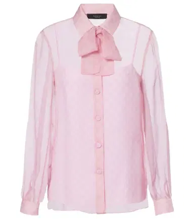 Gucci GG tie-neck printed chiffon shirt | Thumbnail 1 Gucci GG tie-neck printed chiffon shirt | Thumbnail 1