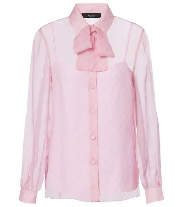 Gucci GG tie-neck printed chiffon shirt