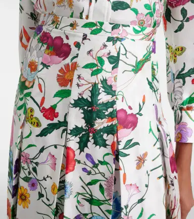Gucci Floral pleated silk twill mid skirt | Thumbnail 2