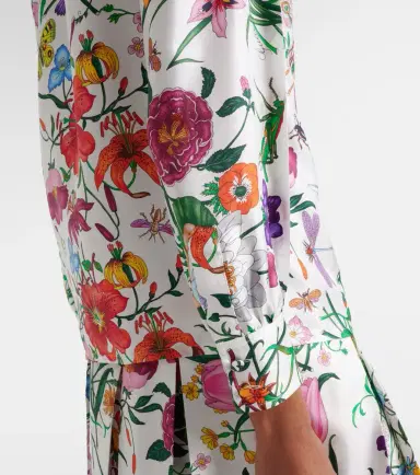Gucci Floral tie-neck silk twill shirt | Thumbnail 6