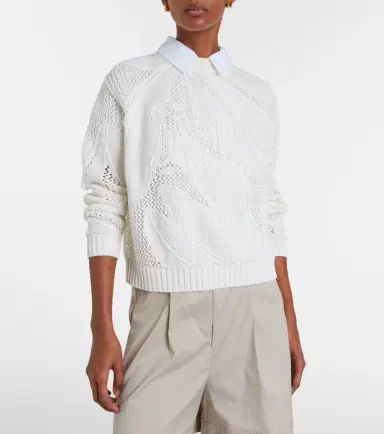 Max Mara Salvo open-knit cotton sweater | Thumbnail 2 Max Mara Salvo open-knit cotton sweater | Thumbnail 2