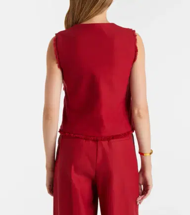 Max Mara Sumero fringed cotton gabardine vest | Thumbnail 4