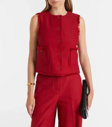 Max Mara Sumero fringed cotton gabardine vest | Thumbnail 5