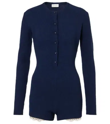 Magda Butrym Lace-trimmed knitted cotton-blend romper | Thumbnail 1 Magda Butrym Lace-trimmed knitted cotton-blend romper | Thumbnail 1